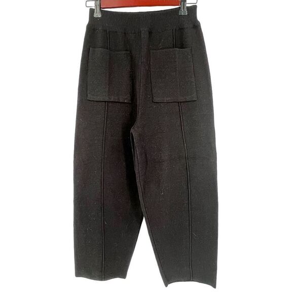 Fineapple‎ Knit Black Barrell Hi Rise Pants Small Stretch Witchy Goth crop - Picture 1 of 10